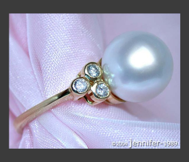 Südseeperle Ring mit Brillanten in Gelbgold