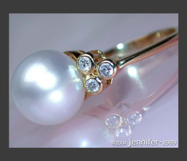 Südseeperle Ring mit Brillanten in Gelbgold