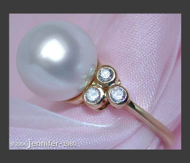 Südseeperle Ring mit Brillanten in Gelbgold