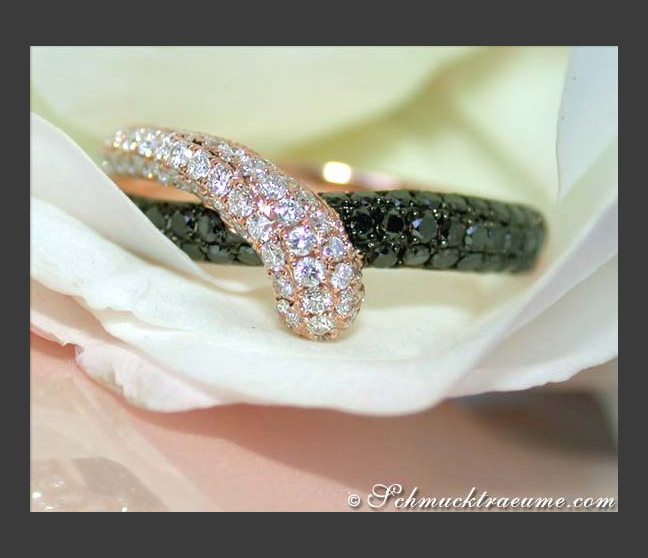 Schwarze Diamanten Ring in Roségold