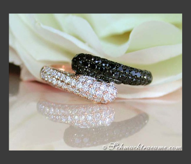 Schwarze Diamanten Ring in Roségold