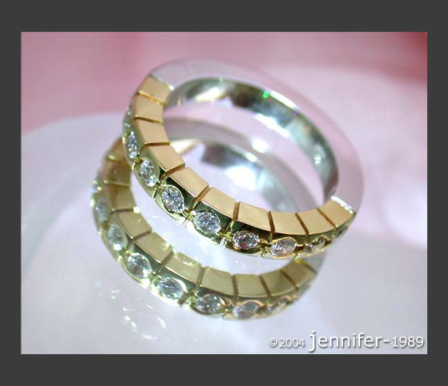 Diamanten Memory Ring in Gelbgold & Weißgold 750