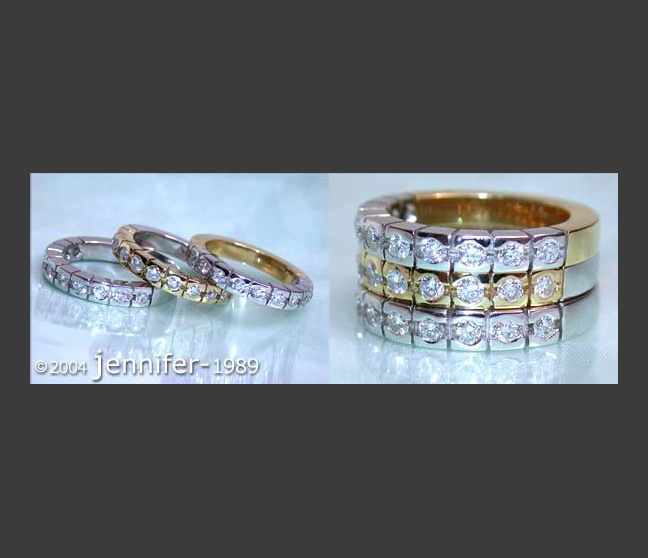 Diamanten Memory Ringe in Gelbgold & Weißgold 750