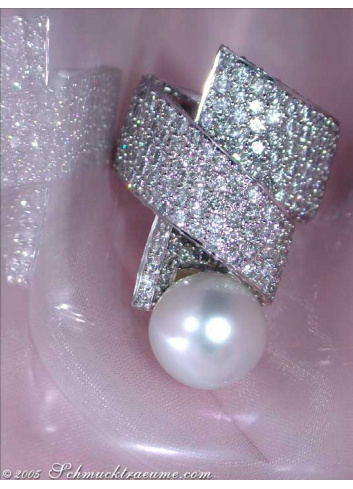 Opulent Southsea Pearl Ring with Diamonds