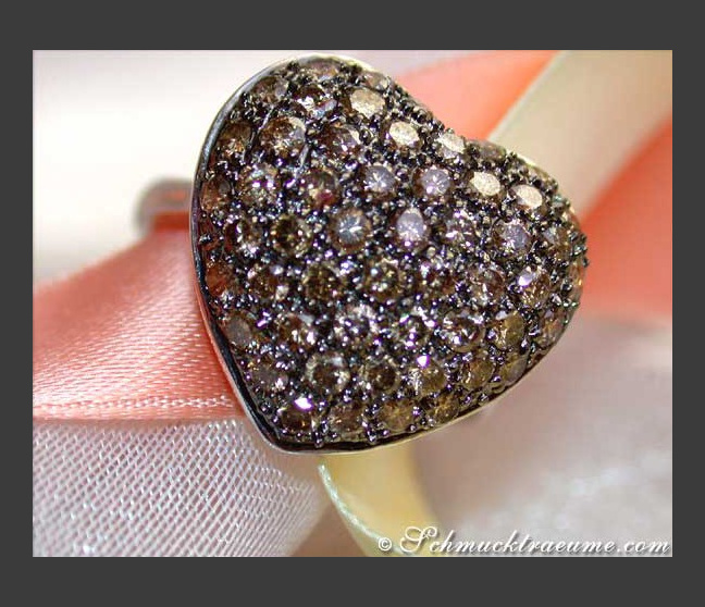 Herz Ring mit braunen Diamanten