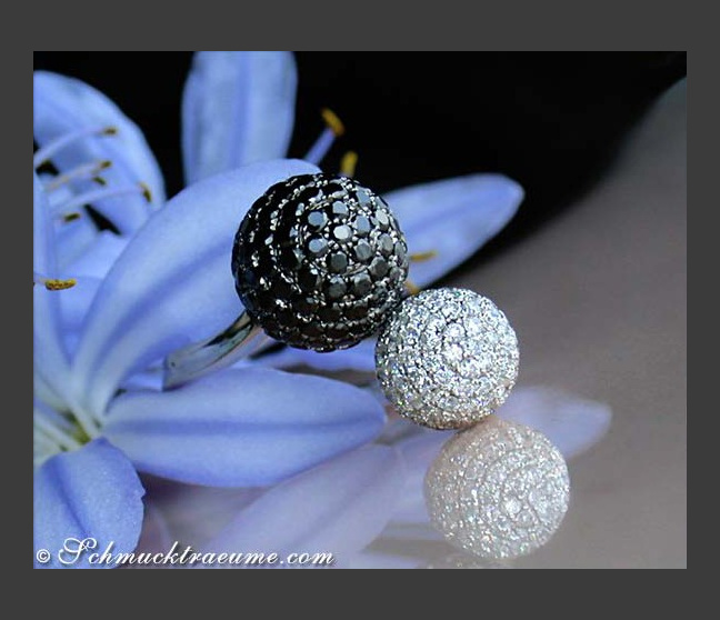 Pave Kugel Ring mit schwarzen Diamanten