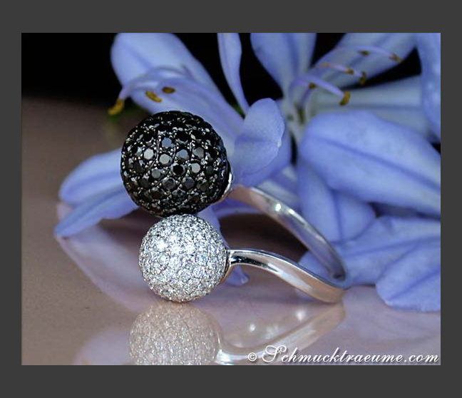 Pave Kugel Ring mit schwarzen Diamanten