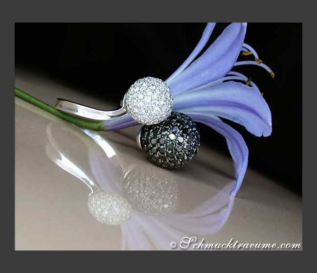 Pave Kugel Ring mit schwarzen Diamanten