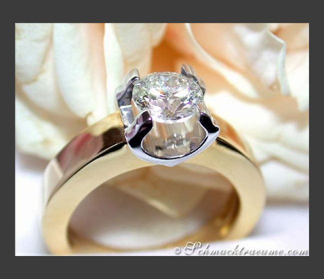 Diamant Solitär Ring Einkaräter Verlobungsring