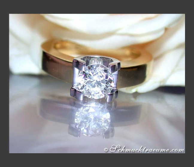 Diamant Solitär Ring Einkaräter Verlobungsring