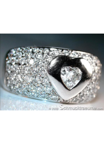 Stately Diamond Heart Solitaire Ring