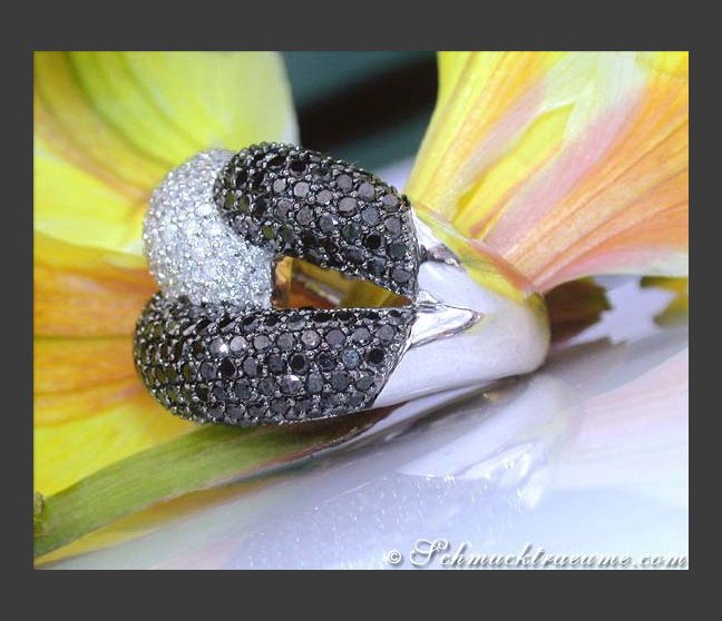Schwarze Diamanten & Brillanten Ring