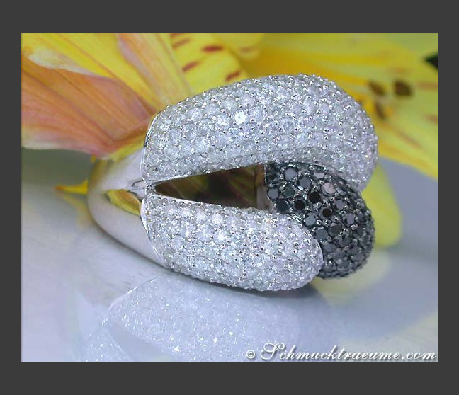 Schwarze Diamanten & Brillanten Ring