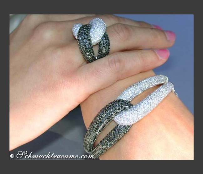 Schwarze Diamanten & Brillanten Ring