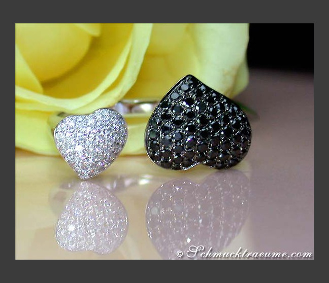 Herz Ring mit schwarzen Diamanten