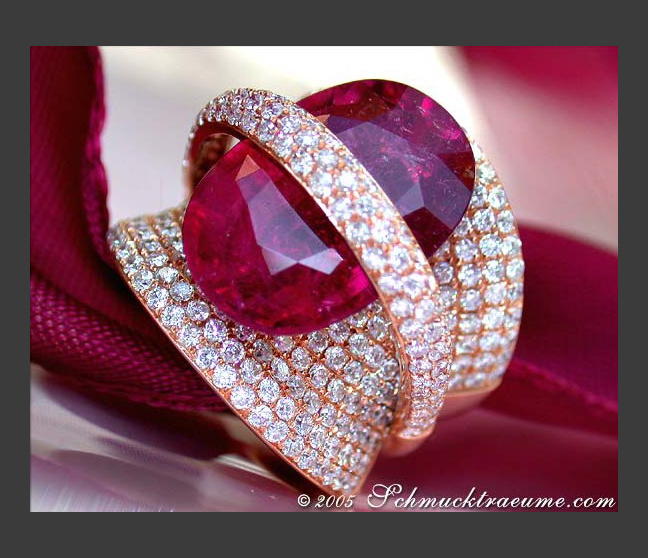 Rubellit Ring mit Brillanten