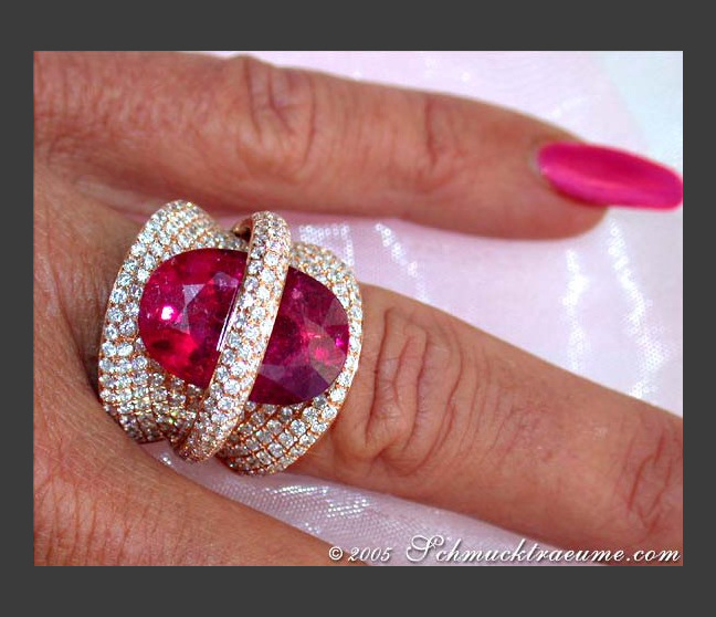 Rubellit Ring mit Brillanten