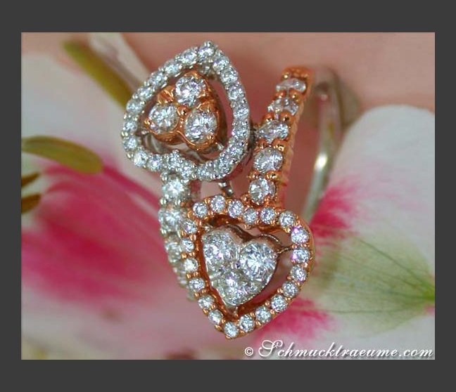 Diamanten Doppel Herz Ring