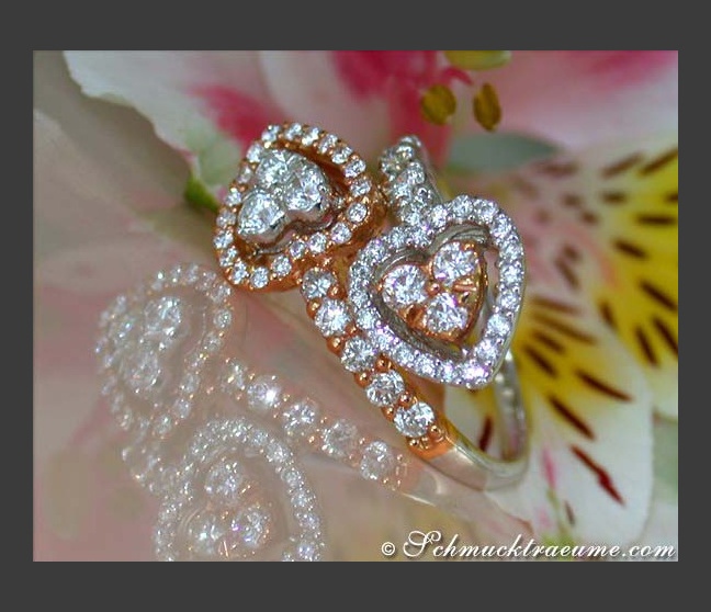 Diamanten Doppel Herz Ring