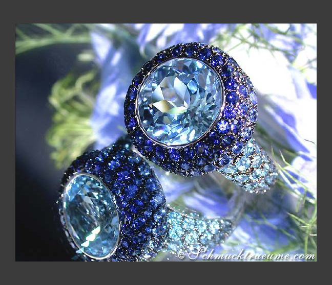 Blautopas Ring mit Saphiren