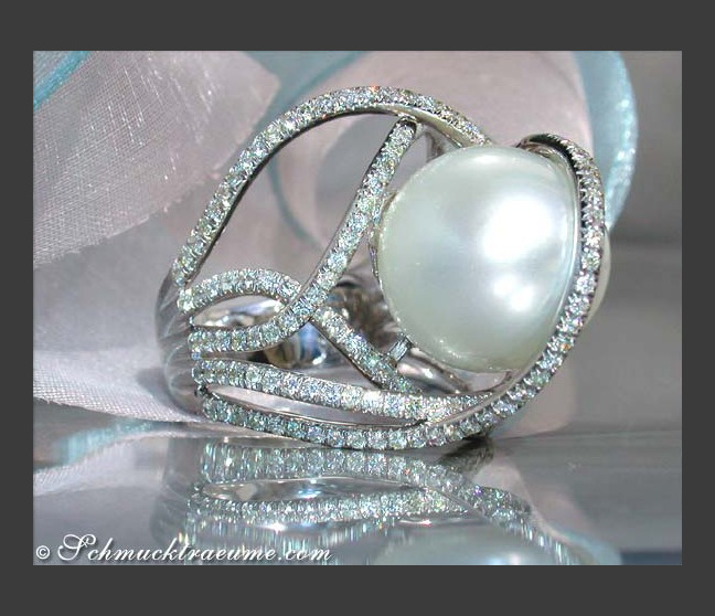 Südseeperle Ring mit Brillanten