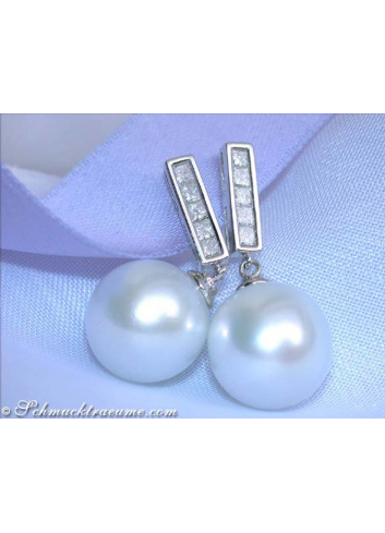 Timeless Southsea Pearl Earrings with Diamonds