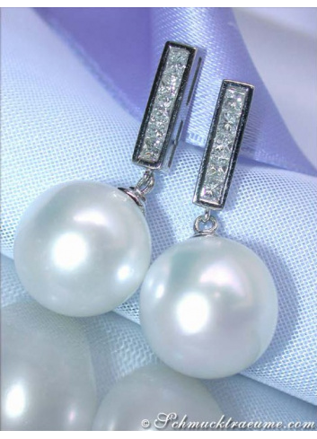 Timeless Southsea Pearl Earrings with Diamonds