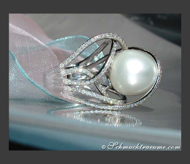 Südseeperle Ring mit Brillanten