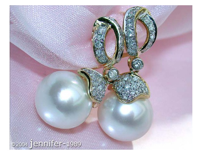 Timelessly Elegant Southsea Pearl Earrings with Diamonds