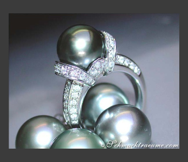 Tahitiperle Ring mit Brillanten