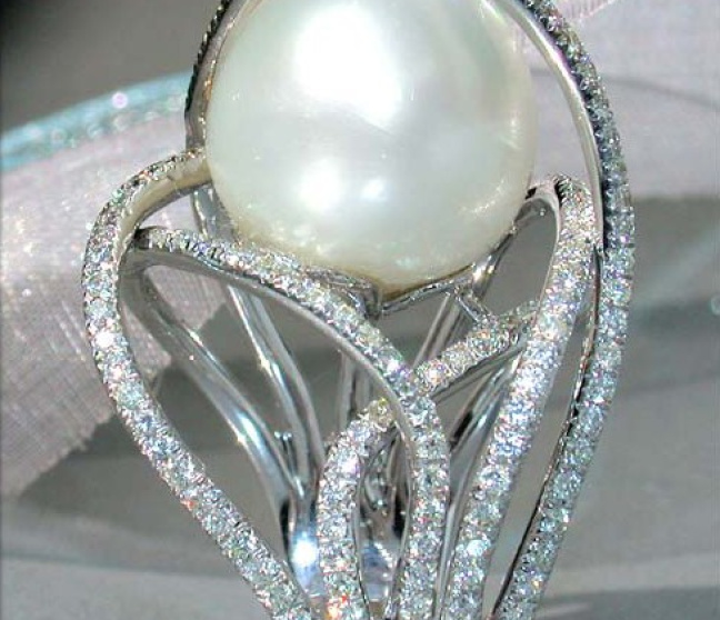 Südseeperle Ring mit Brillanten