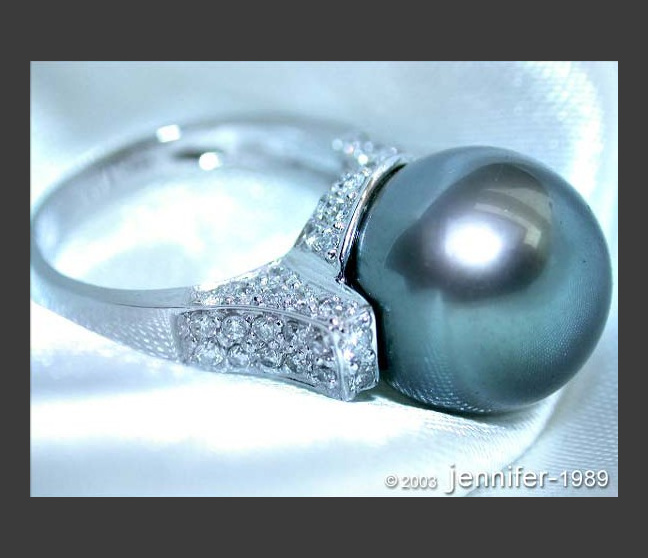 Tahitiperle Ring mit Brillanten