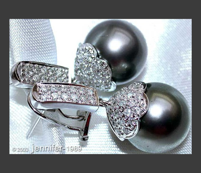 Elegante Tahitiperlen Brillanten Ohrringe in Weißgold 585