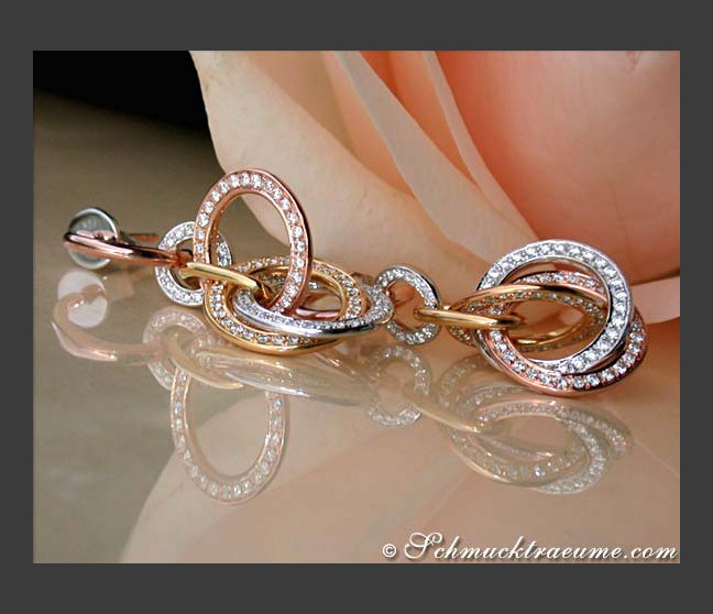 Diamanten Ohrringe mit Kreisen Weißgold Gelbgold Rosegold