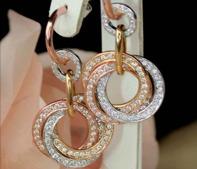 Diamanten Ohrringe mit Kreisen Weißgold Gelbgold Rosegold
