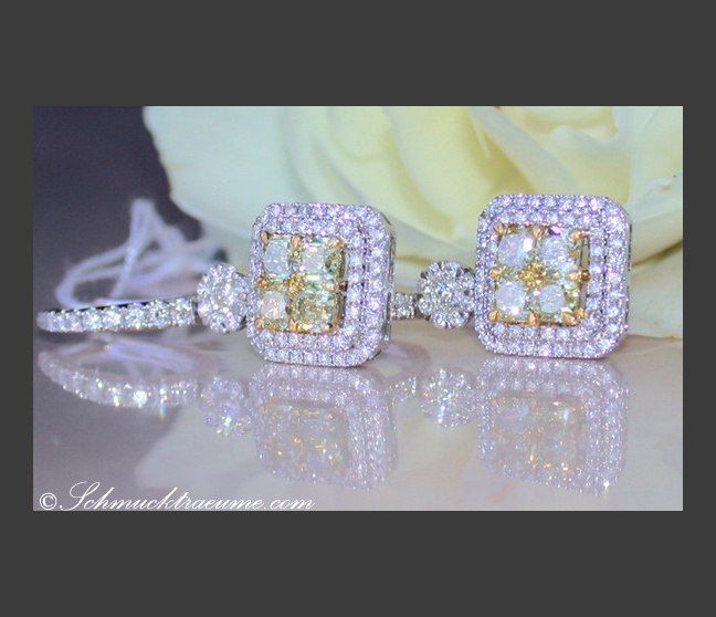 Gelbe Diamanten Ohrstecker mit Brillanten