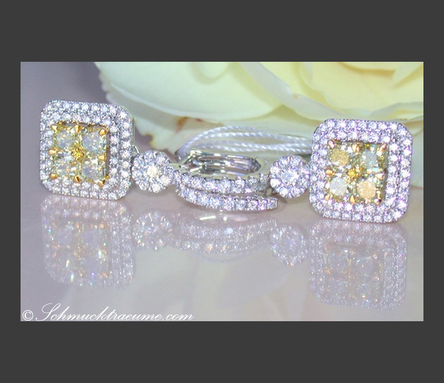 Gelbe Diamanten Ohrstecker mit Brillanten