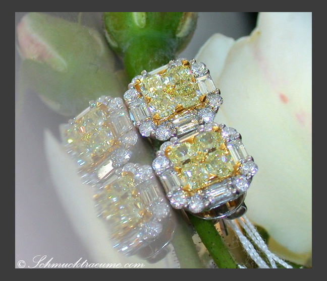 Gelbe Diamanten Ohrstecker mit Brillanten