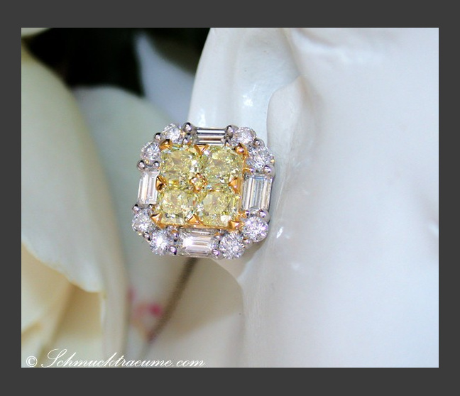 Gelbe Diamanten Ohrstecker mit Brillanten