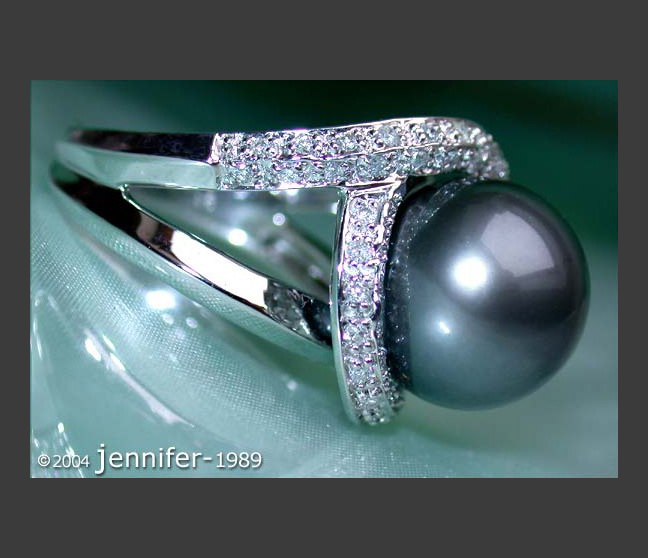 Tahitiperle Ring mit Brillanten