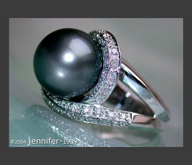 Tahitiperle Ring mit Brillanten
