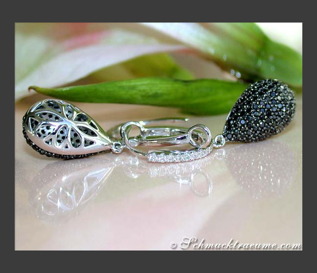 Brillanten & schwarze Diamanten Ohrstecker