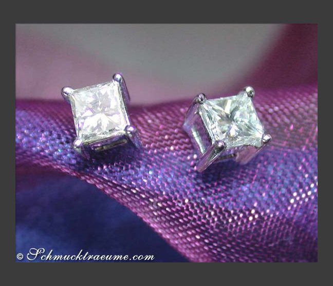 Princess Diamant Solitär Ohrstecker