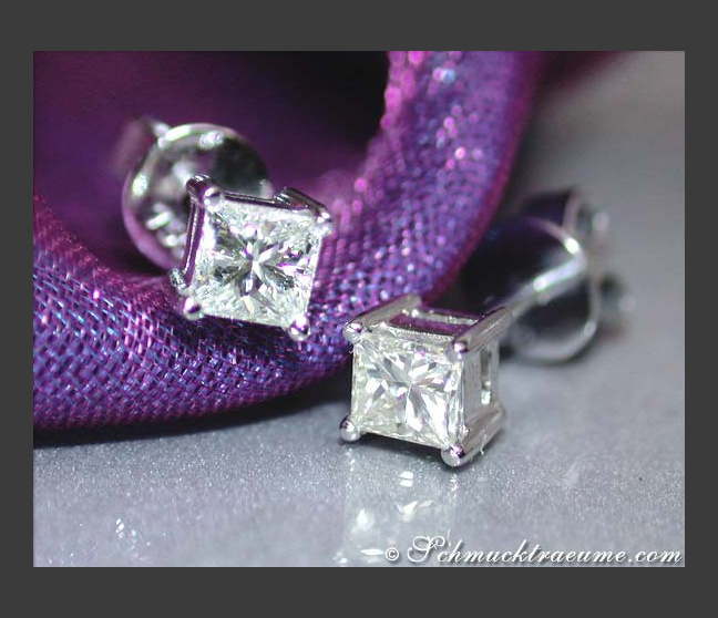 Princess Diamant Solitär Ohrstecker