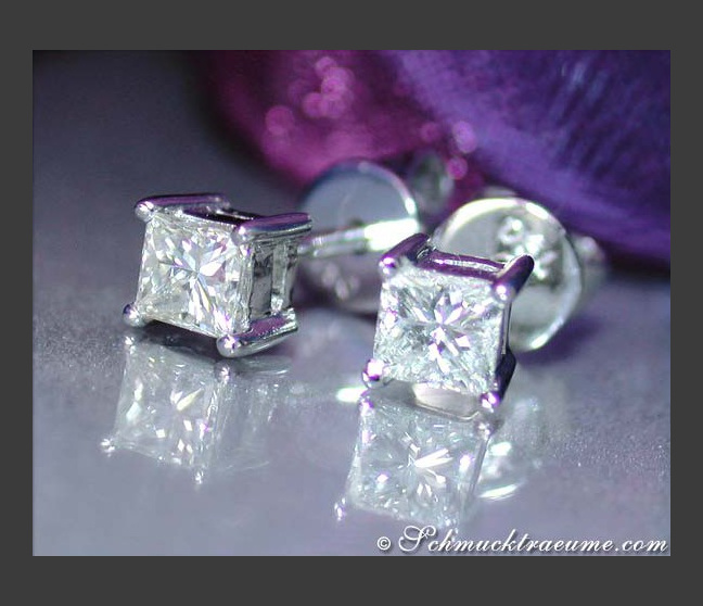 Princess Diamant Solitär Ohrstecker