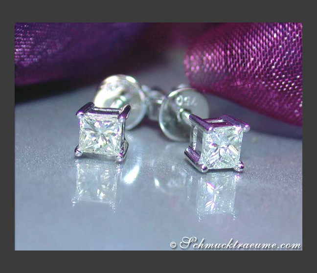 Princess Diamant Solitär Ohrstecker