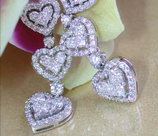 Brillanten Diamanten Herz Ohrgehänge