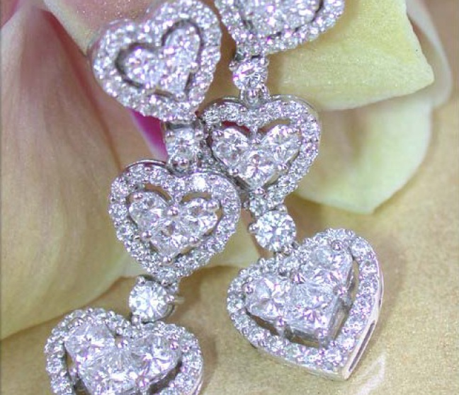 Brillanten Diamanten Herz Ohrgehänge