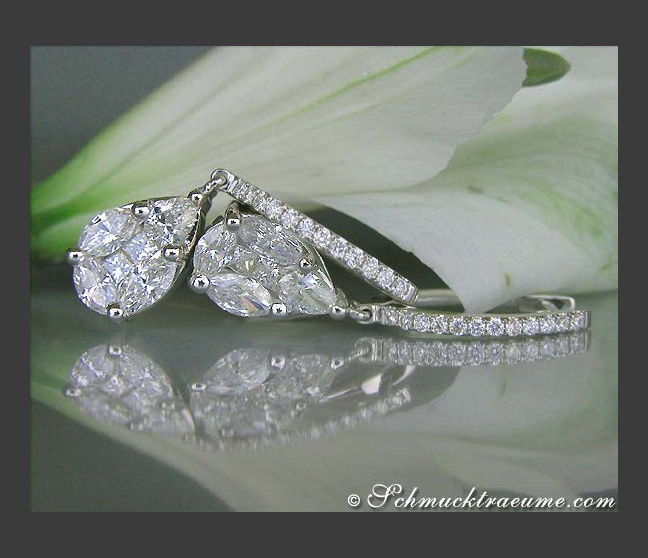 Diamanten Tropfen Ohrringe
