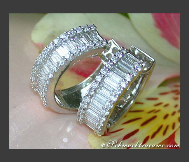 Prachtvolle Diamanten Creolen (Baguette & Brillant Schliff)